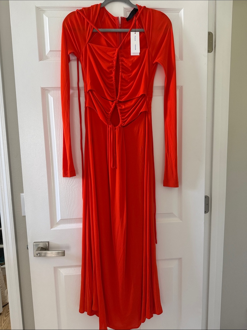 Proenza Schouler Bright orange  Long-Sleeve Cutout Maxi Dress